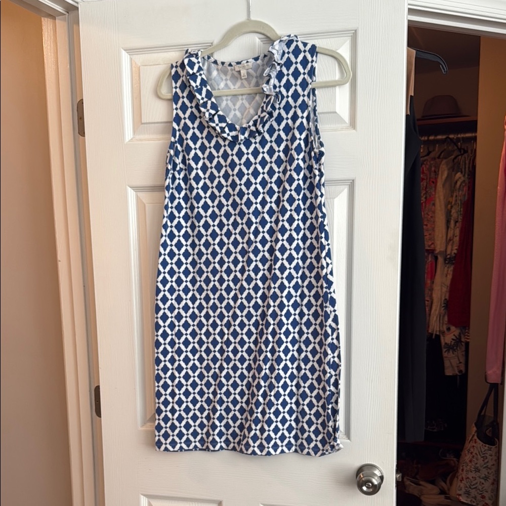 Talbots Blue and White Midi Dress